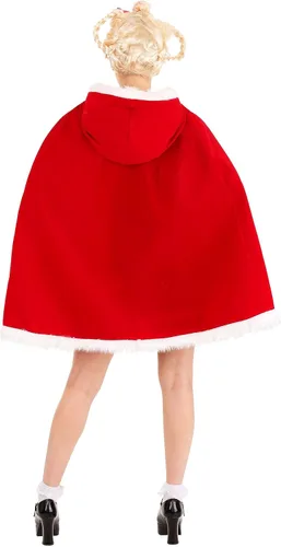 Vista 5 de Dr. Seuss Cindy Lou Who Costume for Women, Christmas Checkered Gingham Dress & Red Velvet Cape