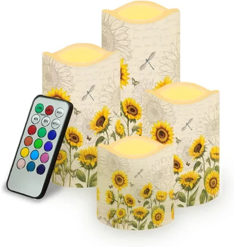 Vista 18 de Ystardream Velas sin llama de hojas tropicales con control remoto que funcionan con pilas, velas LED realistas con control remoto y temporizador
