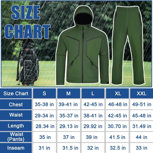 Vista 7 de K.E.J. Chaqueta de lluvia de golf, impermeable, trajes de lluvia de golf para hombres, equipo de lluvia de golf