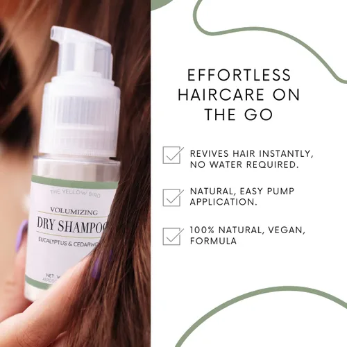 Vista 2 de Yellow Bird - Champú en polvo seco Natural y orgánico Sin aerosol Para cabello rubio, moreno y oscuro Sin benceno, vegano