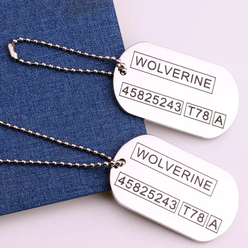 Vista 2 de Wolverine Logan 2 sided Dog Tags Stainless Steel Military Pendant Necklace