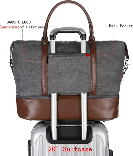 Vista 3 de BAOSHA HB-28 - Bolsa de lona para mujer para la noche o el fin de semana, gris, Moderno Equipada