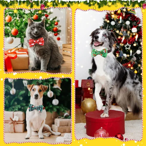 Vista 2 de Talltalk 30 Piezas de Corbatines para Perro, Lazos para Perro a Granel, Accesorios Festivos para Perro, Adornos para Collares Desmontables, Lazos