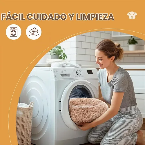 Vista 5 de DUMOS Cama para perro con forma de dona, lavable con funda extraíble, cama impermeable para mascotas para perros de tamaño pequeño, cama de espuma