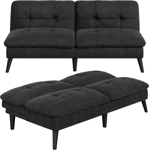 Vista 8 de Vongrasig Sofá cama futón de terciopelo con respaldo ajustable, sofá cama plegable convertible pequeño, sofá cama moderno para sala de estar
