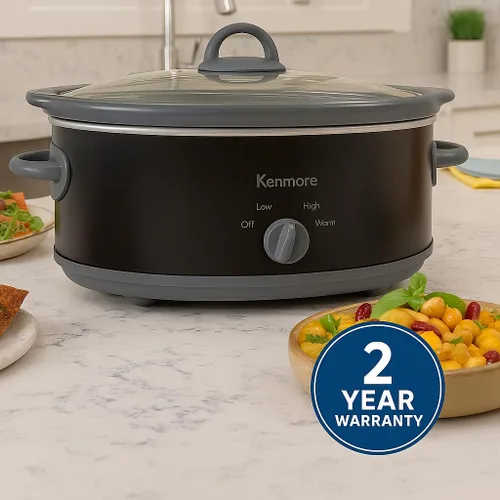 Vista 2 de Kenmore - Olla de cocción lenta de 5 cuartos de galón, olla de cocción lenta con ajustes programables, controles digitales, cerámica apta