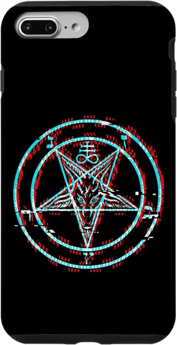 Vista 12 de Funda estética de terror para iPhone 14 Pro Max con pentagrama satánico Baphomet Vaporwave