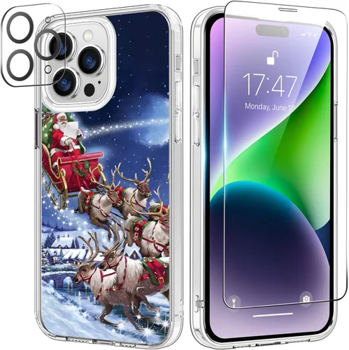 Vista 44 de bicol Funda para iPhone 14 Plus con Protector de Pantalla y Lente de Cámara - Diseños Florales de Moda para Mujeres y Niñas - Funda Transparente