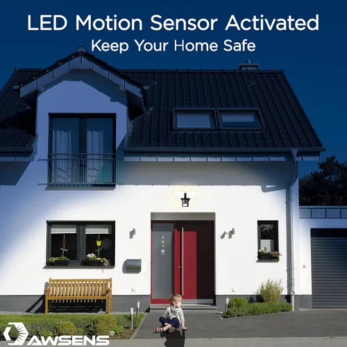 Vista 5 de Focos de seguridad LED de 30W con sensor de movimiento al aire libre, 180 grados, 2600 lm, 5100 K, resistente al agua ETL, foco detector