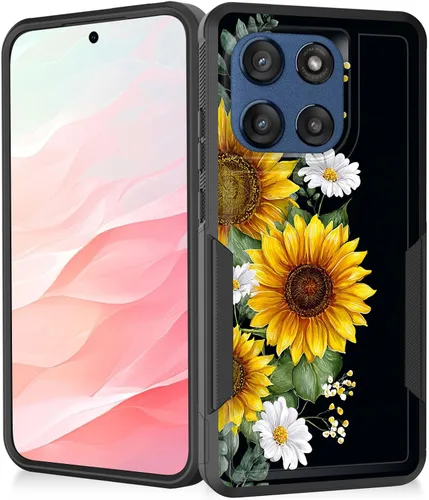 Vista 54 de Funda para Moto G Play 4G 2024, resistente de doble capa híbrida de policarbonato duro, goma suave, a prueba de golpes, funda protectora resistente