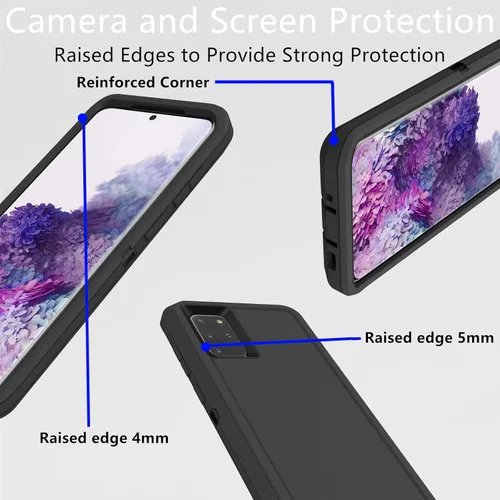Vista 4 de Funda protectora resistente para Samsung Galaxy S20 Plus, a prueba de polvo, a prueba de golpes, protección contra caídas, 3 en 1, para Samsung Negro