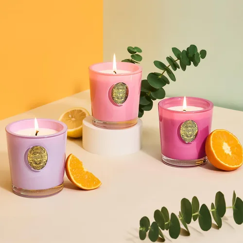 Vista 6 de M&SENSE Vela de soja natural, morado y manzanilla lavanda, 10.2 onzas, quema 55H, vela perfumada de lujo para relajación, regalo, decoración