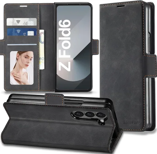 Vista 38 de Funda de piel con tapa para Samsung Galaxy Z Flip 3, con protección de bisagra, delgada y magnética tipo cartera [1 tarjetero], funda protectora a