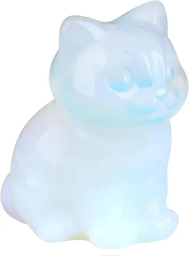 Vista 10 de QINJIEJIE Estatua de Gato de Obsidiana Negra Decoración de Cristales y Piedras Curativas Figura de Gatos Durmiendo Piedra Estatua Regalo Gemas