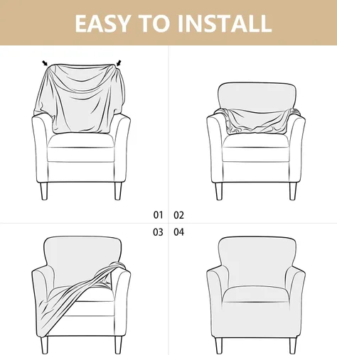 Vista 6 de Gollense Funda para sillón de banquete, fundas elásticas de lujo para silla de club con brazos, funda elástica para silla de club, antideslizante