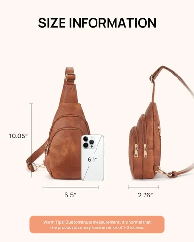 Vista 189 de Telena Riñonera pequeña para mujer, de cuero, cangureras, bolsa de pecho para mujer