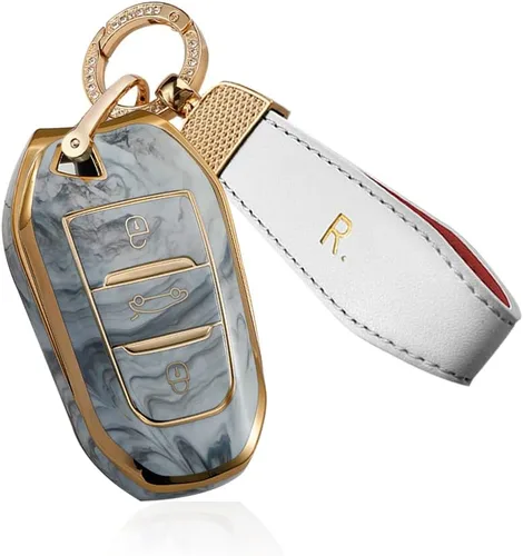 Vista 7 de SANRILY Funda para llave de coche Peugeot sin llave, funda de protección completa, Azul
