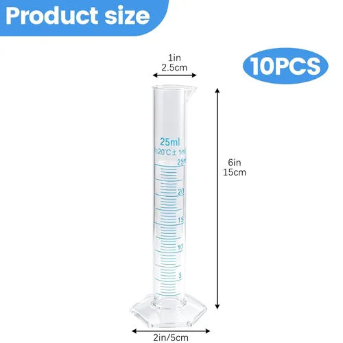 Vista 2 de Geesatis Cilindros de medición de plástico transparente de 0.8 fl oz para prueba de laboratorio graduada, 10