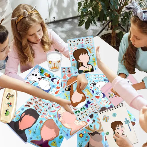 Vista 6 de 36 calcomanías para recuerdos de fiesta de Frozen, haz tus propias calcomanías para niños, haz hojas de cara, regalos divertidos para niños