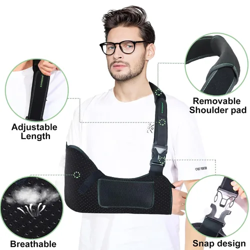 Vista 3 de KONSEDIK Cabestrillo para Brazo y Hombro para Hombres y Mujeres, Cabestrillo Médico Poroso Cómodo con Bolsillo y Almohadilla para el Hombro