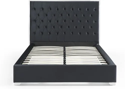Vista 3 de Better Home Products Marco de cama de terciopelo con metal plateado negro/queen