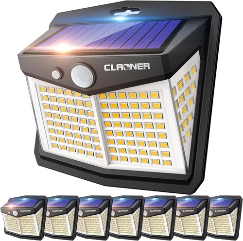 Vista 8 de CLAONER - Luces solares para exteriores, [128 LED/8 paquetes], luces solares con sensor de movimiento, 3 modos de trabajo, luces de pared con ángulo