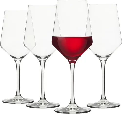 Vista 6 de Sur La Table Kitchen Essentials Vino Breeze Crystal Clear - Juego de 4 copas de vino blanco multiusos de 14 onzas con silueta curva moderna