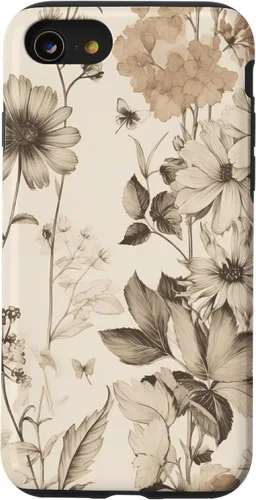 Vista 18 de Aesthetic Minimalist Wildflowers Women Floral Neutral Cream Case for iPhone 17