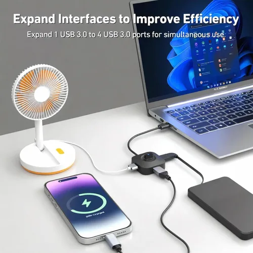 Vista 3 de Hub USB 3.0, 4 puertos USB A Splitter Ultra Compact
