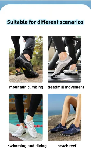 Vista 7 de AIOX Zapatos de agua para mujeres y hombres, de secado rápido, calcetines acuáticos ligeros para playa, natación, río, piscina, lago, senderismo