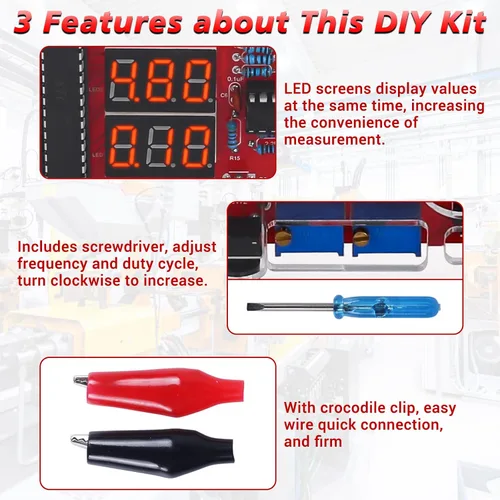 Vista 6 de MiOYOOW Kit de Práctica de Soldadura, Kit de Generador de Señal Ajustable PWM DIY, Probador de Voltaje y Corriente, Kit de Proyecto Electrónico, Kit