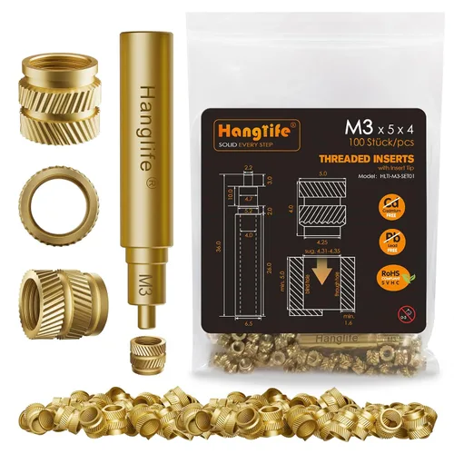 Vista 11 de HANGLIFE M2 Insertos Roscados de Ajuste Térmico con Punta de Inserción, Inserto de Juego de Calor para Componentes de Impresión 3D y Piezas