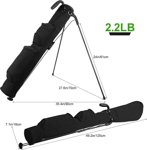 Vista 2 de Bolsa de golf ligera, fácil de llevar, pequeña bolsa de golf con divisores de longitud completa de 2 vías y bolsillos, para el campo de prácticas