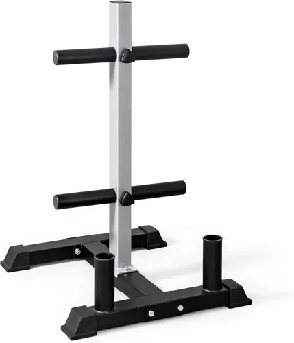 Vista 10 de CAP Olympic Bumper Plate Tree Rack with Barbell Holders, Heavy-Duty Weight Plate Storage Rack for Home Gym, Steel Olympic Plate Organizer Stand