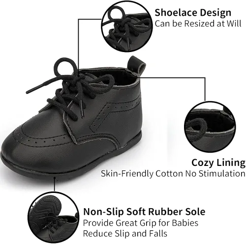 Vista 2 de Casazoe Zapatos Oxford para bebés y niñas, de piel sintética, mocasines de boda, zapatos de vestir para bautizo, primeros pasos para caminar