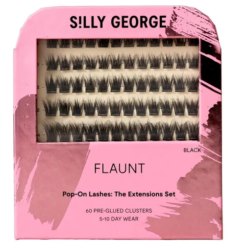 Vista 15 de Silly George Pestañas Pop-On – racimos de pestañas postizas prepegadas de 1 paso para bricolaje, extensiones de aspecto natural, Negro - Bloom