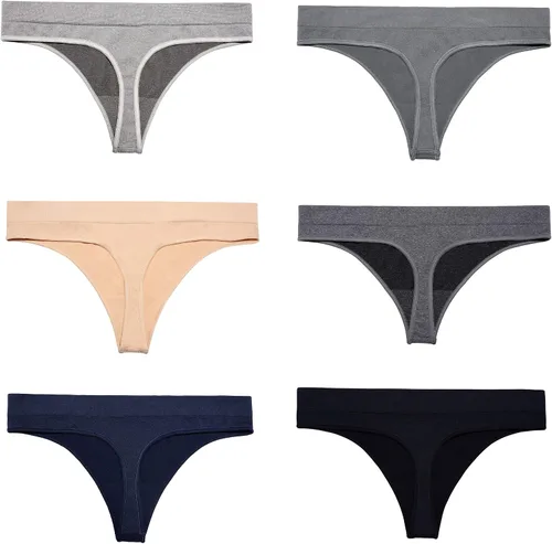 Vista 4 de Nowketon - Tanga para mujer sin costuras no se transparenta ropa interior de nailon elástico y elastano