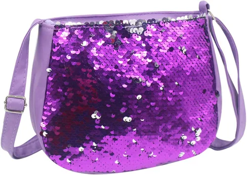 Vista 5 de Orityle Bolso cruzado para niños y niñas, con purpurina y lentejuelas, lindo bolso de hombro con cremallera