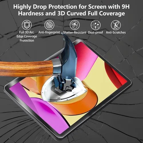 Vista 3 de Aircawin Protector de pantalla para Amazon Fire Max 11 2023 de 11 pulgadas, paquete de 2 películas de vidrio templado 9H para Fire Max 11, Claro