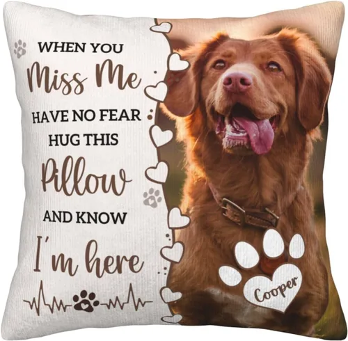 Vista 17 de Almohada Decorativa Conmemorativa Personalizada para Mascotas con Foto, Regalo de Condolencias por Pérdida de Perro/Gato, Regalos de Recuerdo