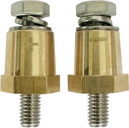 Vista 4 de Ampper Postes de carga de terminal de batería de latón con rosca M8, adaptador de poste de batería (+/-) con pernos M8 sólidos como postes macho M8