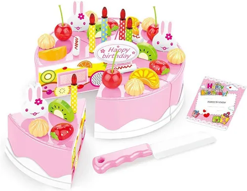 Vista 7 de Juego de 38 piezas de decoración de pastel de fiesta de cumpleaños de corte de bricolaje, juego de comida de cocina para corte de frutas, regalo