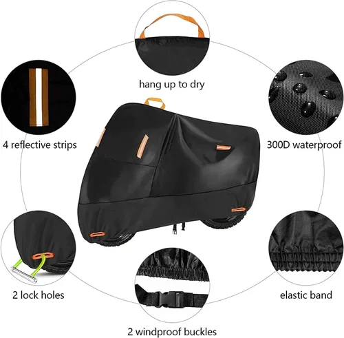 Vista 2 de Funda Oxford 300D para motocicleta, resistente a prueba de desgarros, impermeable, protección al aire libre (86 pulgadas)
