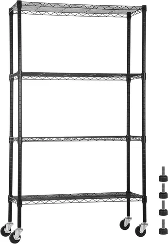 Vista 19 de Estantería de alambre de 4 niveles de 44 pulgadas de alto x 18 pulgadas de largo x 12 pulgadas de profundidad, estantes de metal para almacenamiento