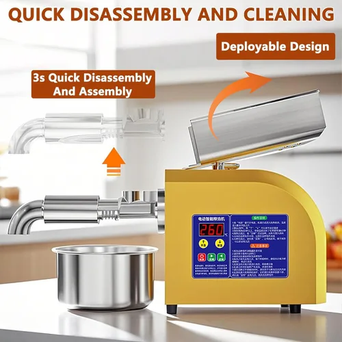 Vista 7 de 1100W Electric Oil Press Machine, Hot/Cold Press Oil Maker Machine Full Stainless Steel Foldable Oils Extractor With Smart Control Panel Easy Clean