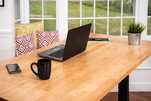 Vista 6 de Stand Up Desk Store Escritorio eléctrico de altura ajustable con parte superior de madera maciza con memoria programable