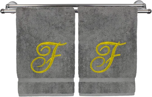 Vista 221 de Toalla de mano con monograma, regalo personalizado, 16 x 30 pulgadas, extra absorbente, 100% algodón turco, acabado de rizo suave, para baño, cocina