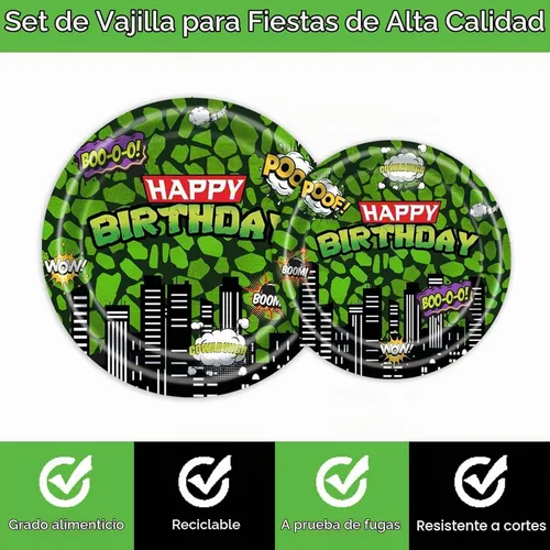Vista 3 de Vajilla de cumpleaños de superhéroe ninja para niños, 24 invitados