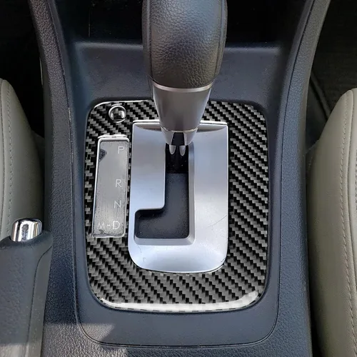 Vista 2 de Panel de cambio de marchas de fibra de carbono real para consola central, marco externo, accesorios para el interior del automóvil, adhesivo