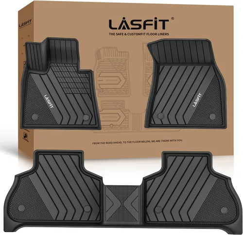 Vista 31 de LASFIT - Tapetes de suelo y maletero de auto, ajuste personalizado, de TPE, para todo tipo de clima, impermeable, juego completo, negros